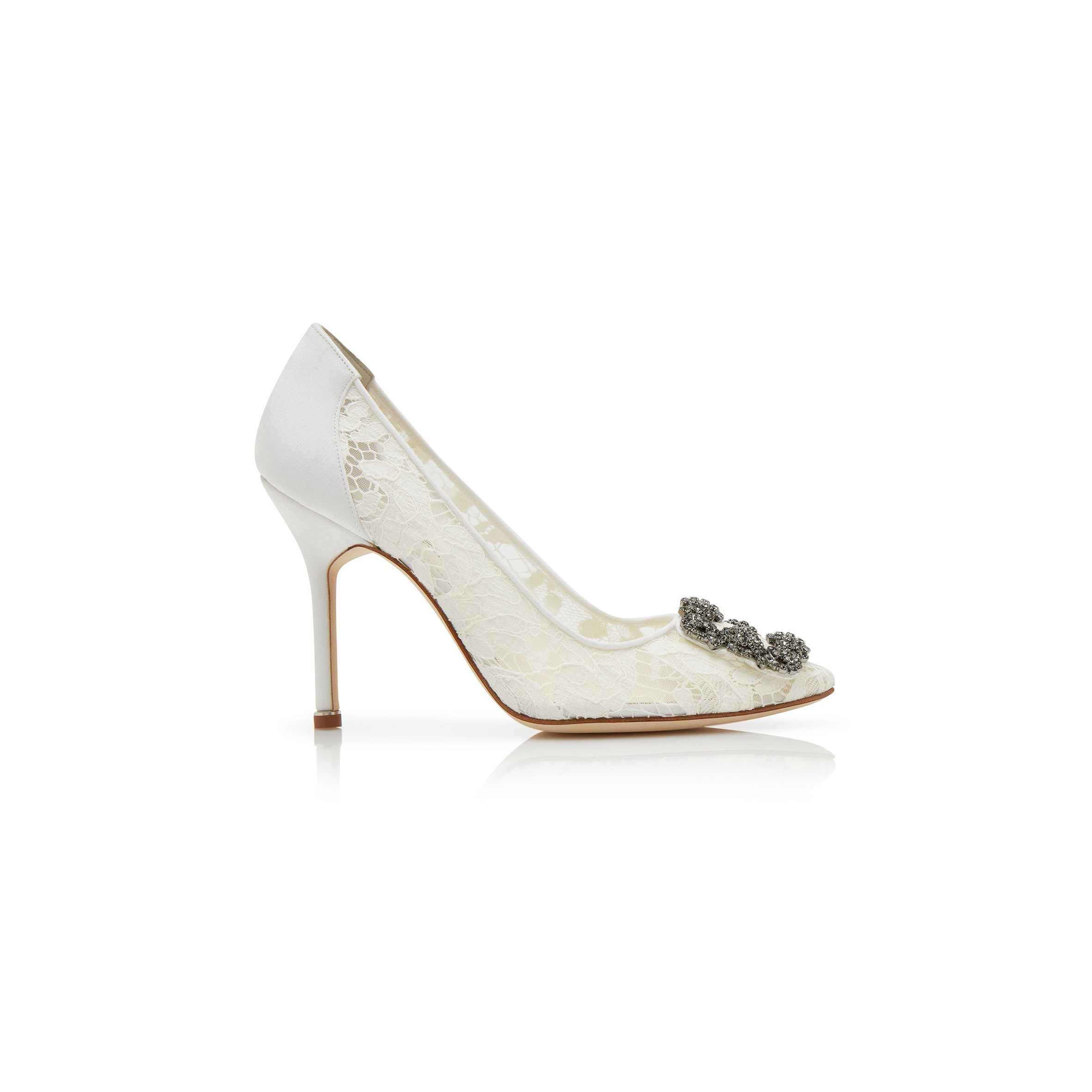 man010 B1ahn*k hangisi lace light cream lace jewel buckle pumps 9xx-0698-0012